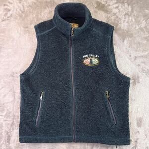 VTG Most Wanted Sun Valley Sherpa Fleece Vest Green Full Zip Outdoors